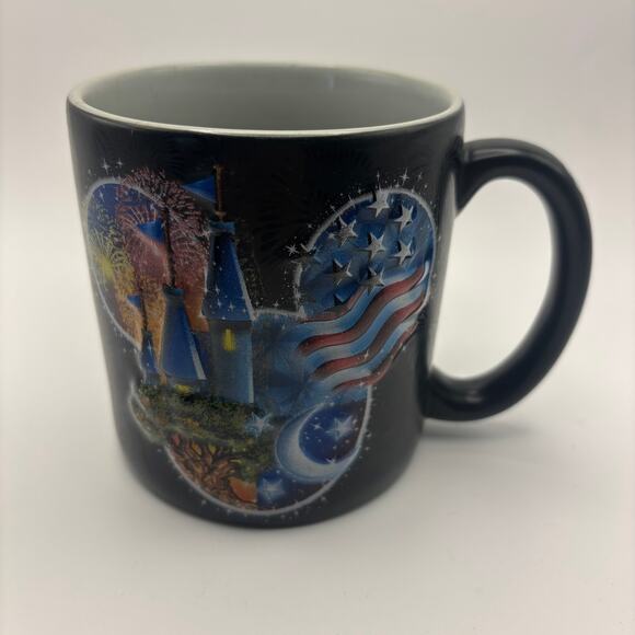 Walt Disney World 3D Mickey Mouse Silhouette Mug Cup American Flag Fireworks - Picture 2 of 8